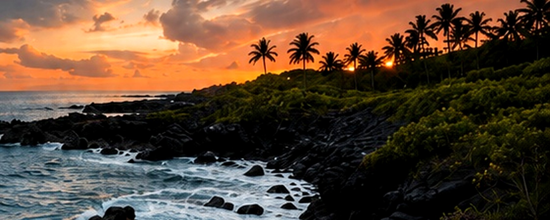 Hawai‘i Island coastline at sunset